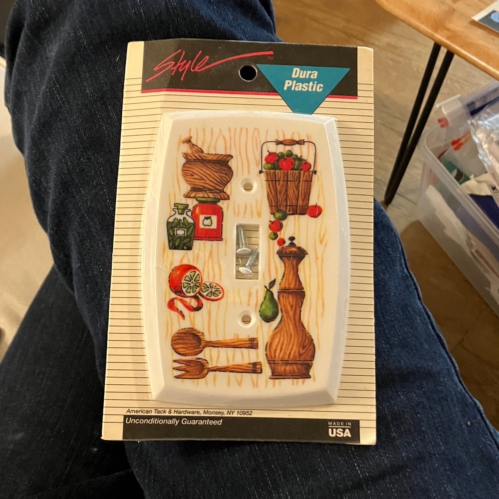 Dura Plastic Decorative Light Switch Cover - White with Multicolor Design